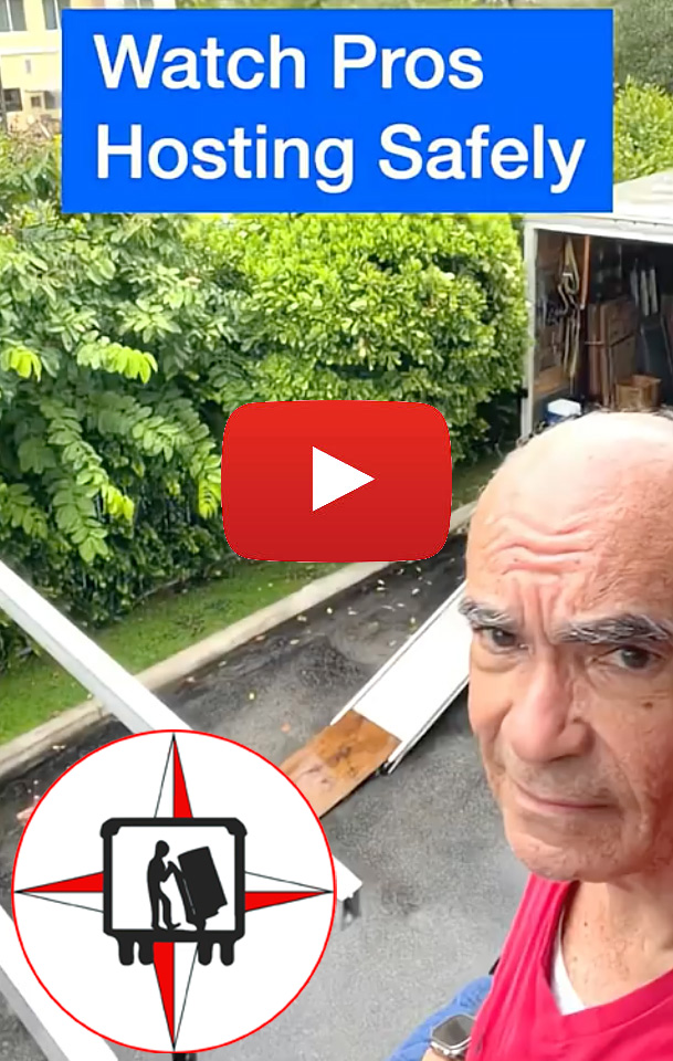 Watch Pros Hoisting Safely a Sofa the Right Way 